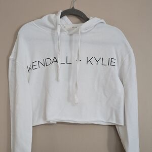Kendall & Kylie White Logo Cropped Hoodie